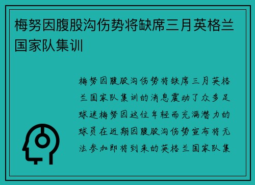 梅努因腹股沟伤势将缺席三月英格兰国家队集训